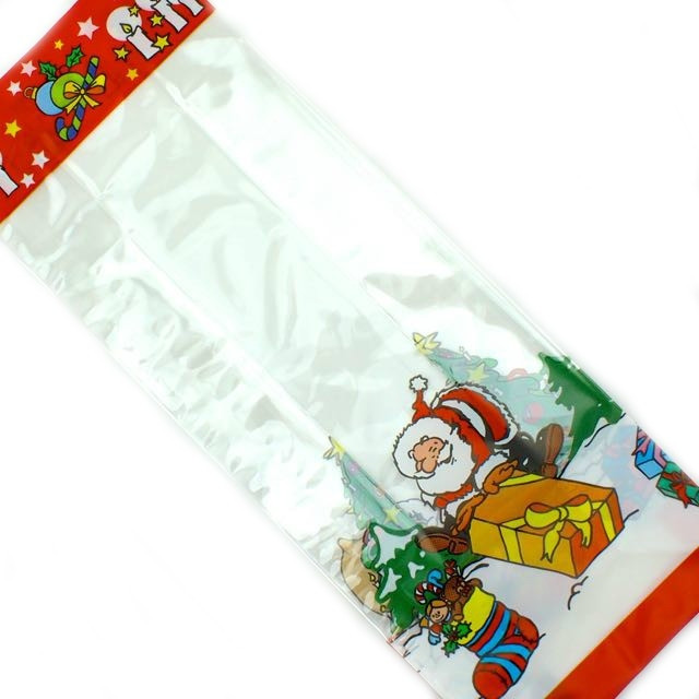 Babbo Natale 50.Royal Bag 100 Babbo Natale Sacchetto Trasparente Fondo Quadro Cm10